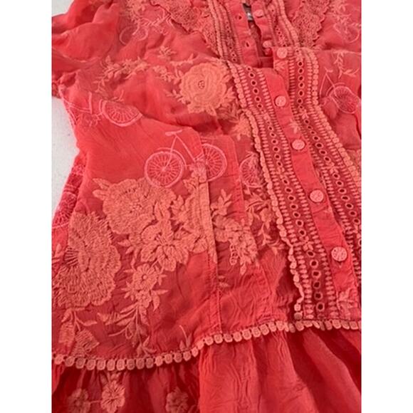 "Johhny Was" Serene Ryder Blouse, Passion Fruit ,SZ S ,Embroidered, Whimsy, Boho - Picture 8 of 13